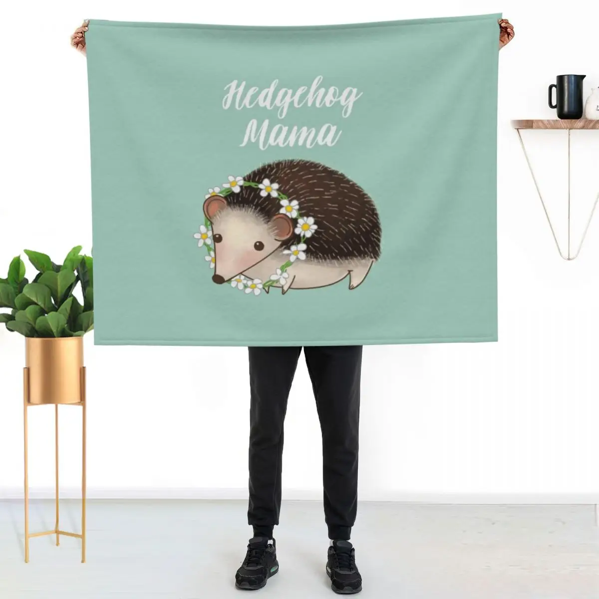 Hedgehog Mama, Hedgehog Mum, Hedgehog Mom Throw Blanket Wrinkle Resistant Lightweight Blanket