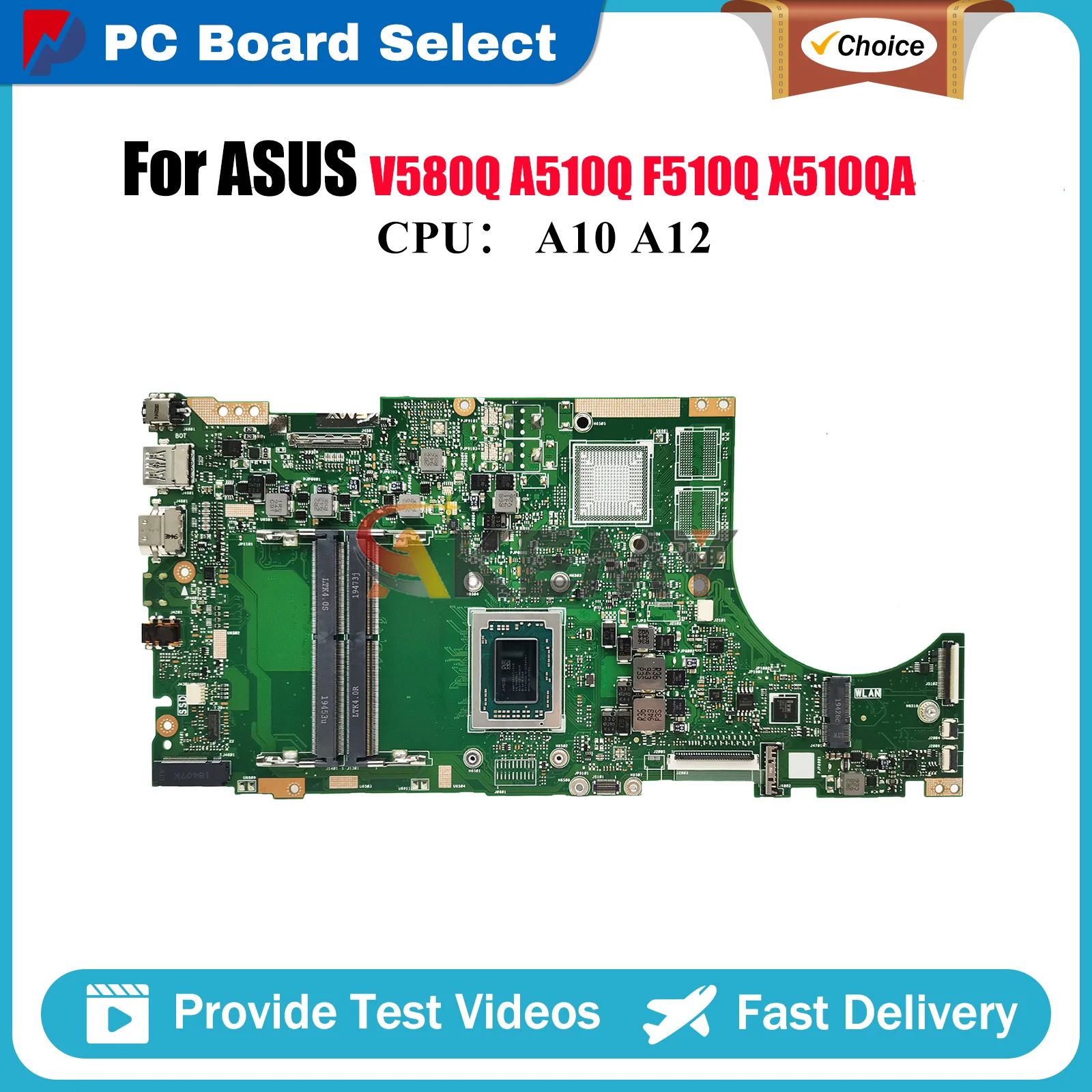 X510QR Laptop Motherboard For ASUS VivoBook F510Q V580Q A510Q X510Q X510QR X510QA Mainboard With A10 A12 CPU 100% Tests OK Stk