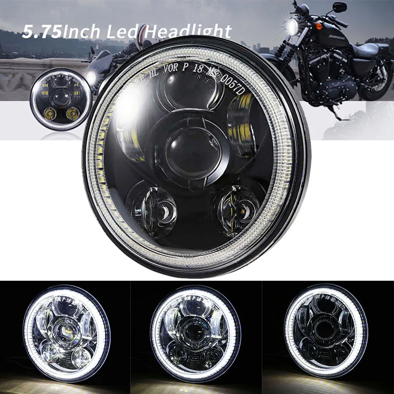 

45w 5-3/4 5.75 Inch Motorcycle Led Headlight Round With High Low Beam for Iron 883 Dyna Sportster Softail Street Bob Super Wide