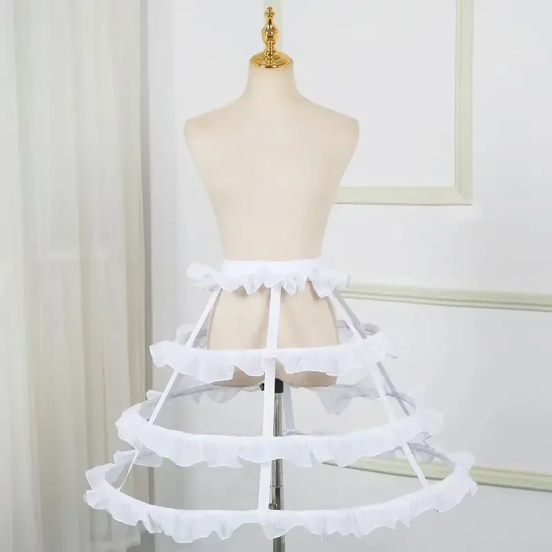 Women's Underskirt Pannier Hoop Skirt 3 Loop Ruffle Cage Bustle Petticoat for Rococo Victorian Royal Gown Ball Dress