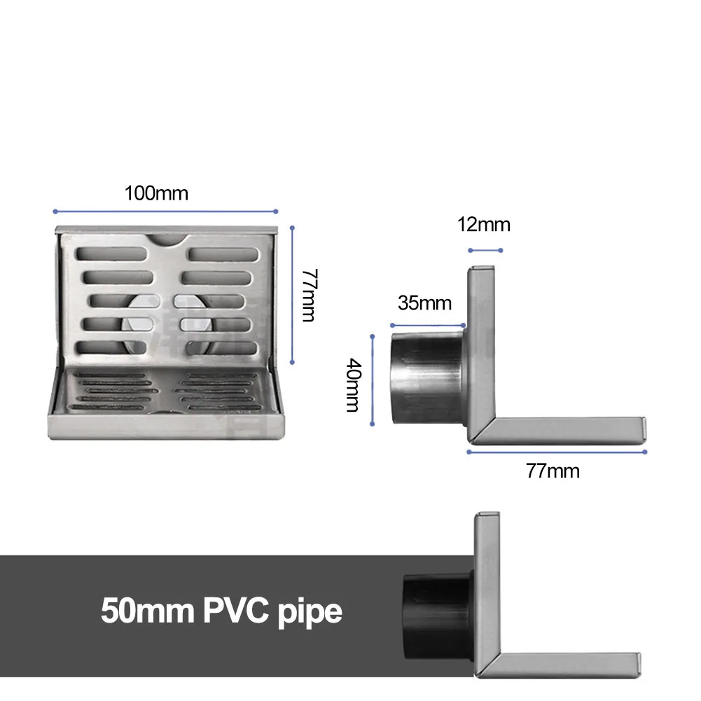 Efficient Drainage Solution with L Shape Stainless Steel Floor Drain for Balcony and Same Layer Waste Disposal