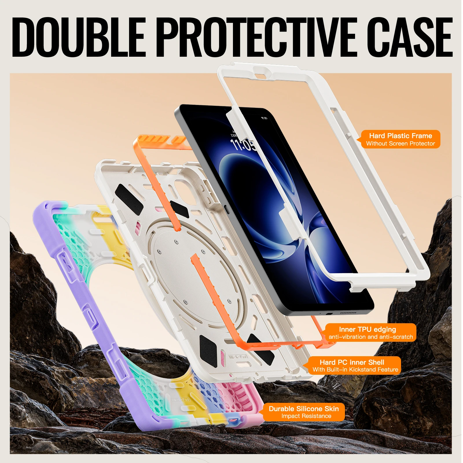 Hybrid Stand Case Universal For Xiaomi Pad Mini Redmi K Pad 2025 8.8 inch Rotating Handle Grip Armor Cover With Shoulder Strap