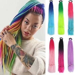 Colorful braids for women, synthetic wig extensions, rubber bands, rainbow braids, ponytail hair accessories, cosplay party 8 Main Sales Hair Rabo Horse - №8