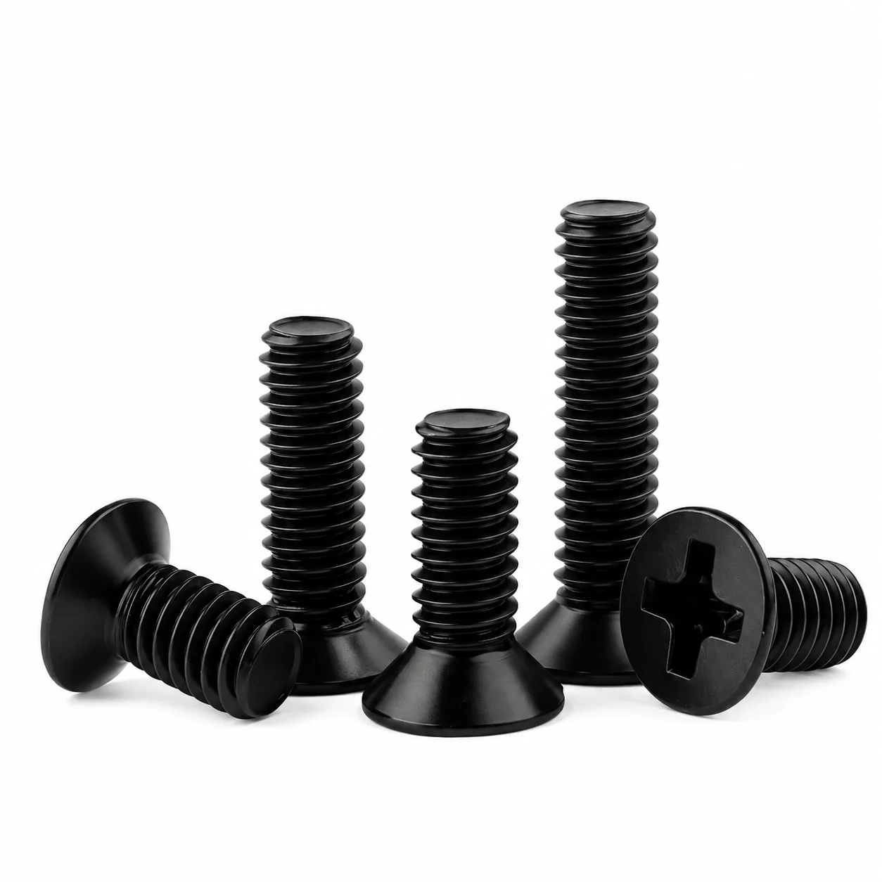 M3 M4 Black Steel Cross Flat Head Countersunk Bolt, Replacement Parts for Motorcycle Front Brake Fluid and Reservoir Cap Screws