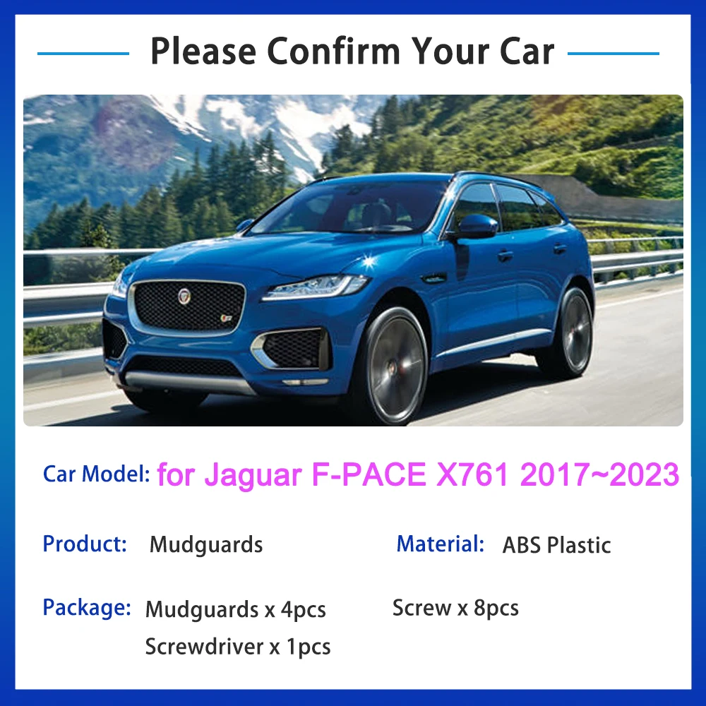 Mudguard For Jaguar F-PACE X761 2017~2023 Accessories 2018 2019 2020 2021 Mud Flaps Fenders Anti-splash Guards Front Rear Wheels