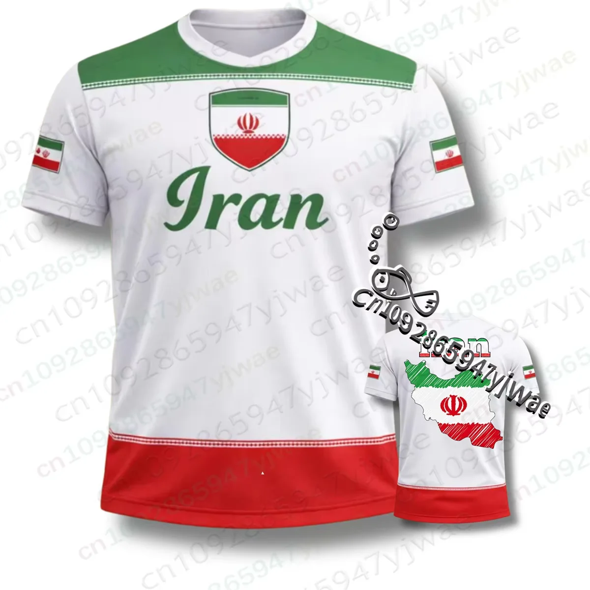 Iran Soccer Jersey 3D Fan Shirt Unisex Football Tee Iran Flag Design Sport Speed Dry T-shirt Training tee Summer Men's T-shirt