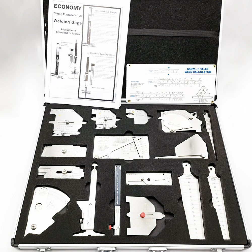 Professional 16-Piece Welding Gauge Kit for Accurate Weld Seam Measurement Angle Calibration and Height Inspection Welding Gauge