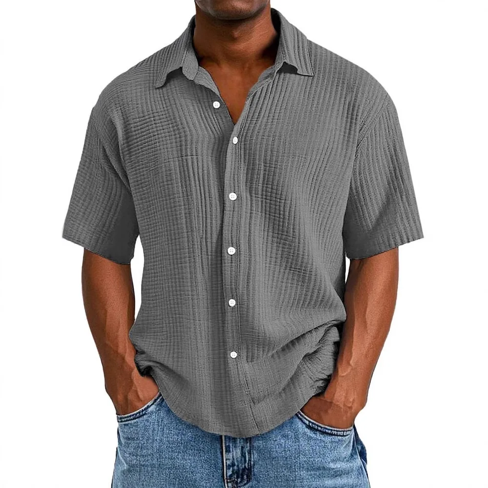 

2026 European And American Foreign Trade Amazon Men's Summer New Casual Comfortable Loose Short Sleeve Shirt