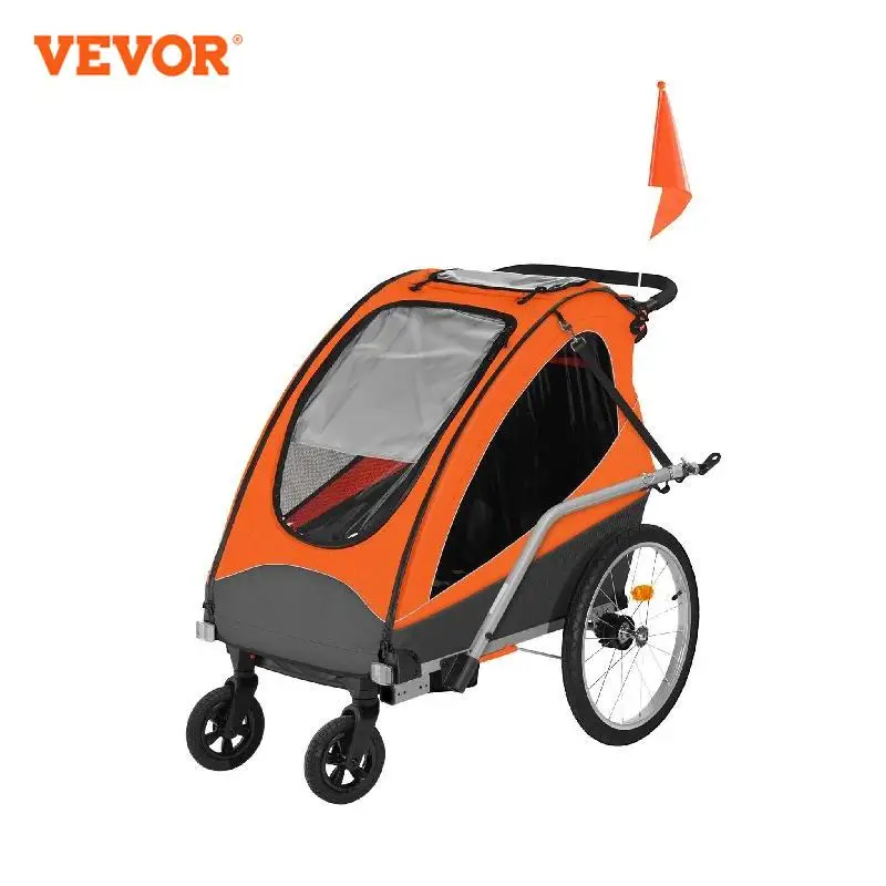 

VEVOR 100/110/120 lbs Child Bike Trailer Canopy Carrier Stroller with Coupler Tow Foldable Bicycle Trailer for Toddlers Kids