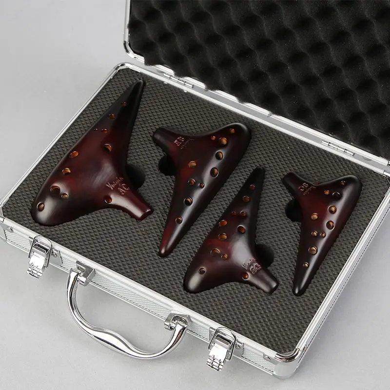 12 Hole Ocarina Set, 4PCS AC SF SG SC Professional Performance Teaching Ocarinas, Ceramic Wind Instrument