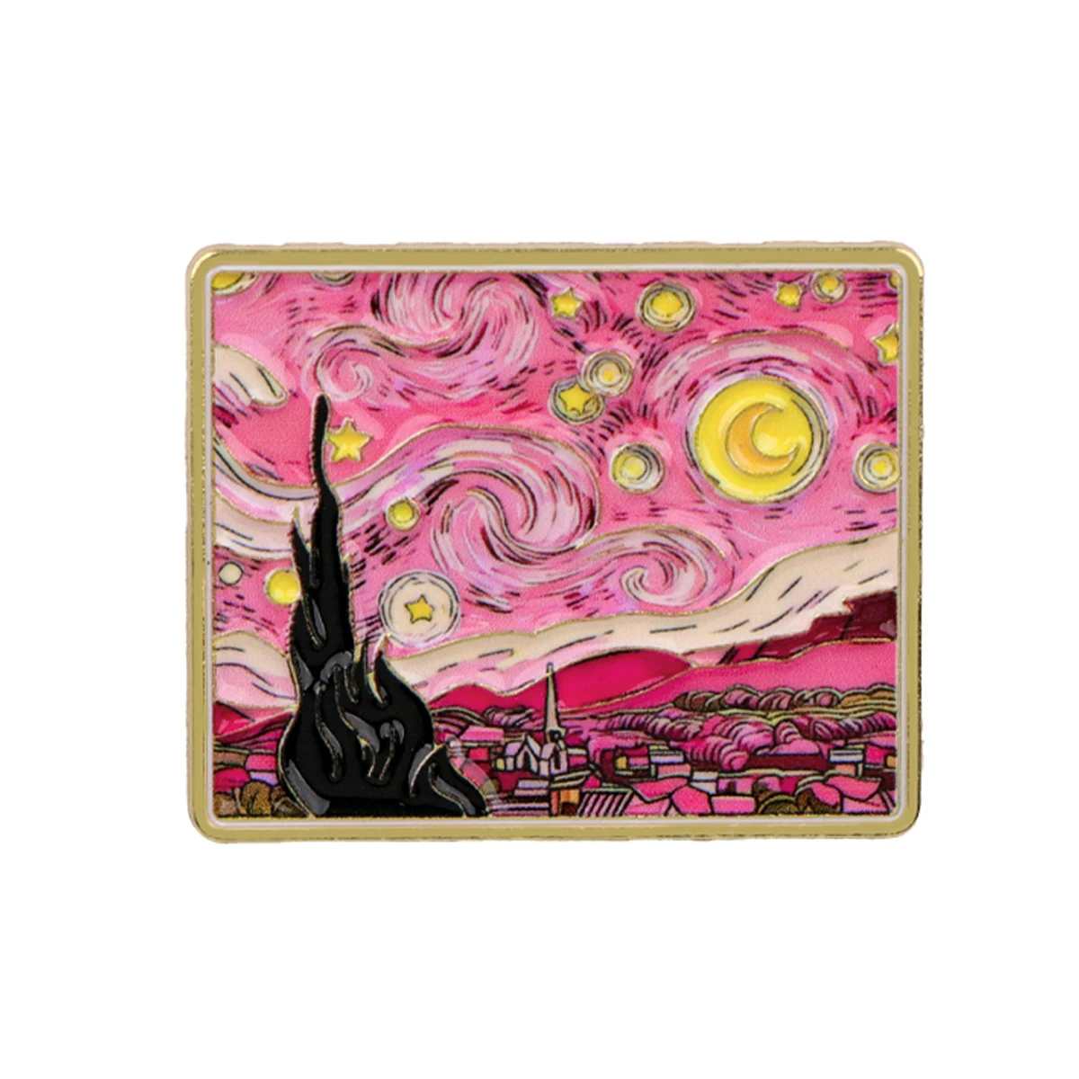 Van Gogh Sternennacht Emaille-Pins Kunst-Ölgemälde Brosche Anstecknadel für Rucksack Kleidung Accessoires Modeschmuck Geschenke