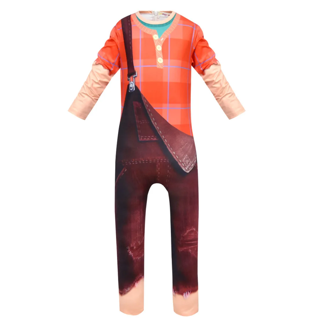 Kids Anime Cartoon Game Ralph Long Sleeves Jumpsuit Outfit for Boys Christmas Halloween Cosplay Costume