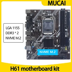MUCAI H61 Motherboard LGA 1155 Kit Compatible With Intel Core CPUs 2nd And 3rd Generations Supports M.2 NVME SDD
