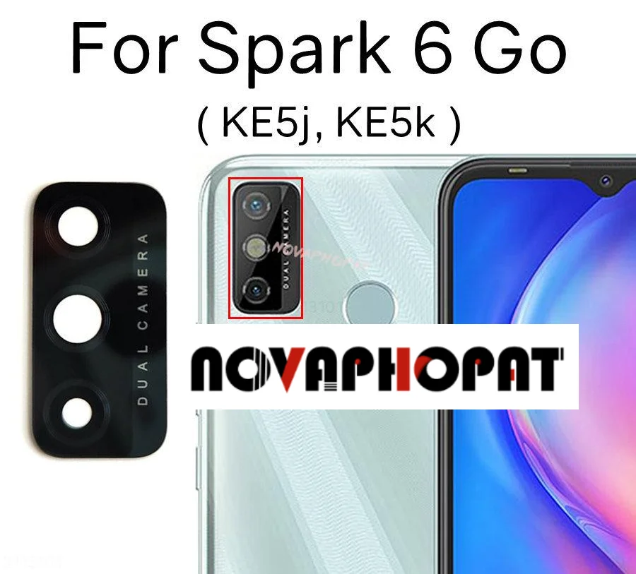 1PC Back Rear Camera Glass Lens With Ahesive For Tecno Spark 6 Go KE5 KE5j KE5k