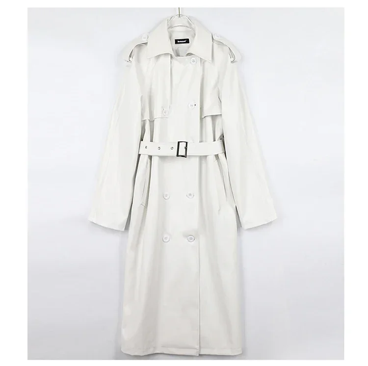 Giacca lunga in ecopelle da donna autunno inverno Trench da donna manica lunga con fusciacche Streetwear capispalla per donna