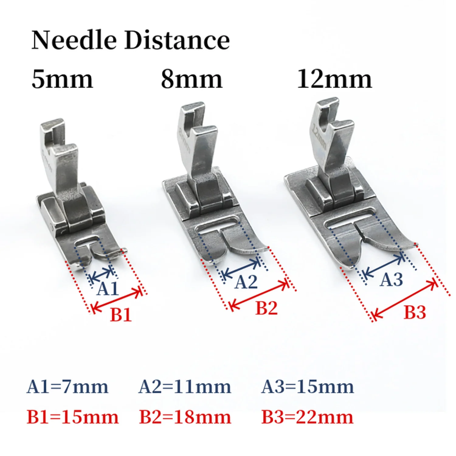 Presser Foot Kit For Brother TZ1-B652, Singer 20U, Consew 99R Zig Zag Sewing Machines 5mm / 8mm / 12mm (Pack of 3 PCS)