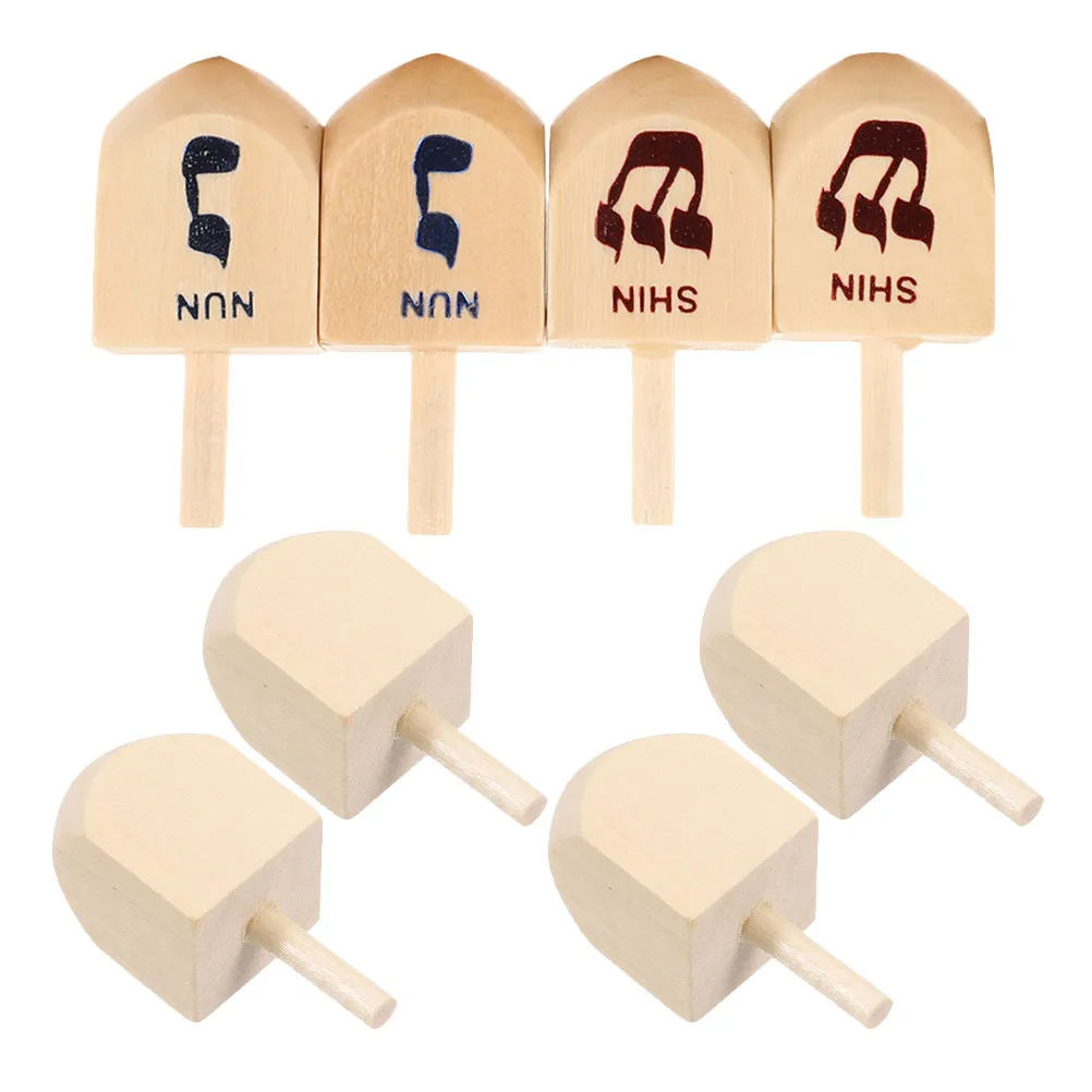 8pcs Wooden Hanukkah Dreidels Spinning Tops with Colorful Hebrew Letters – Educational Fidget Toy for Hand-Eye Coordination