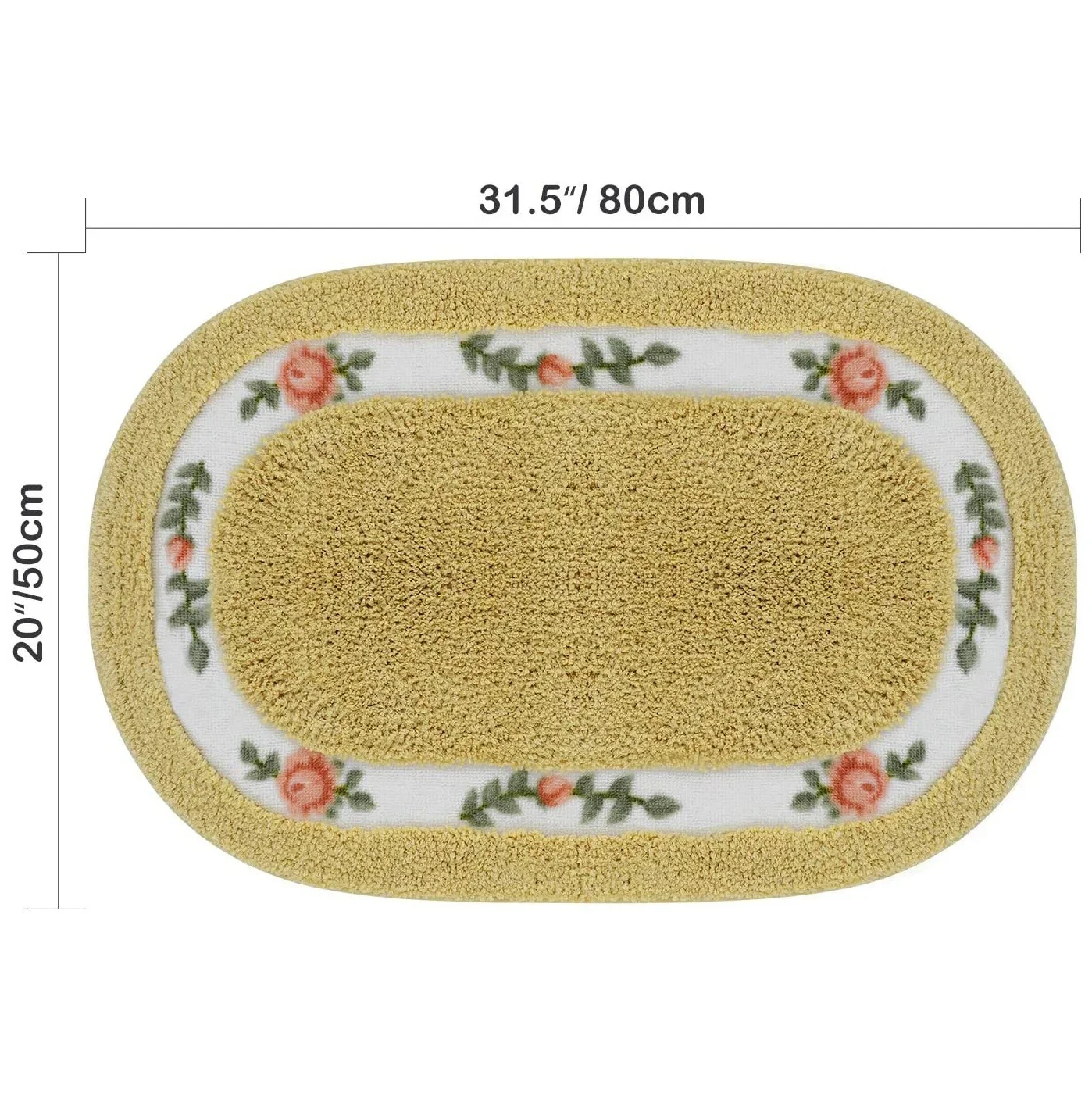 

-Custom Door Bath Mat Mat Oval Non Slip Soft Microfiber Absorbent Bathroom Rug Indoor Outdoor Quick Dry Floral Floor Bathroom Ma