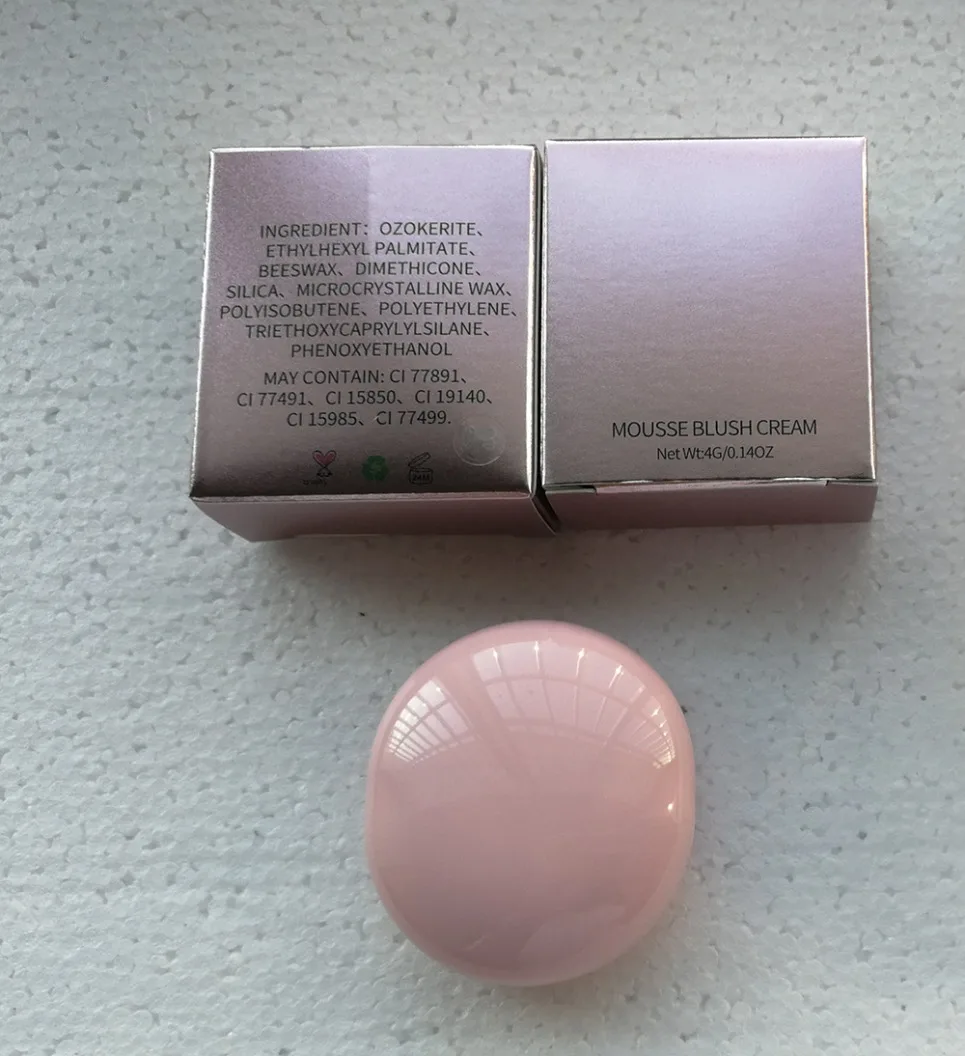 Colorete vegano en crema, marca privada, venta al por mayor, colorete cremoso, tinte para mejillas y labios, maquillaje Natural de un solo Color, logotipo personalizado