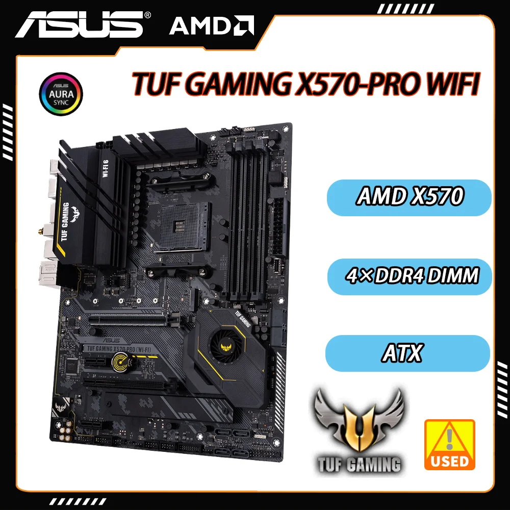 ASUS X570 Motherboard TUF GAMING X570-PRO (WI-FI) Supports Ryzen 5 5600G 5600/Ryzen 7 5700x3d 58003xd 5700x 5800x/Ryzen 9 5950X