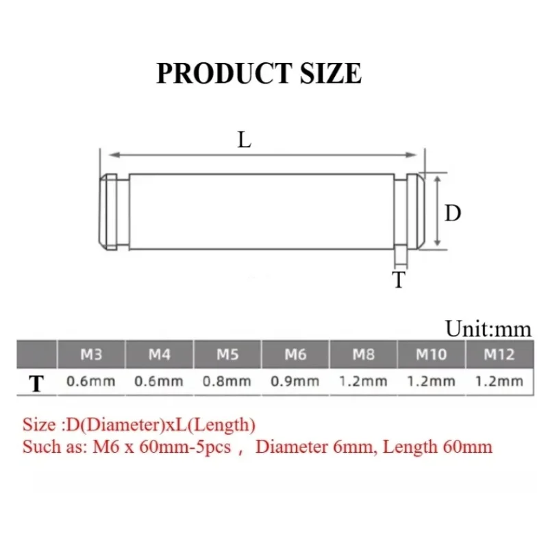 M3 M4 M5M6M8M10M12 304 Stainless Steel Double Head Card Groove With Elastic Retaining Ring Cylindrical Pin Shaft Positioning Pin