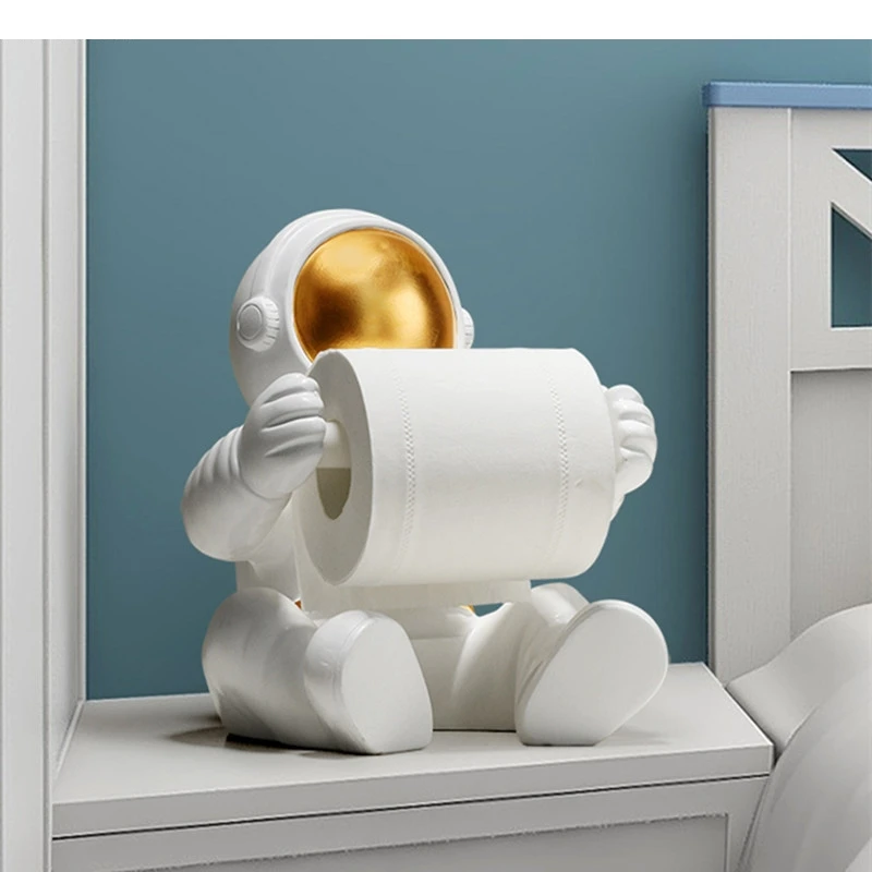 Astronaut Tissue Holder Resin Ornament Desktop Decoration Roll Paper Storage Rack Home Accessories