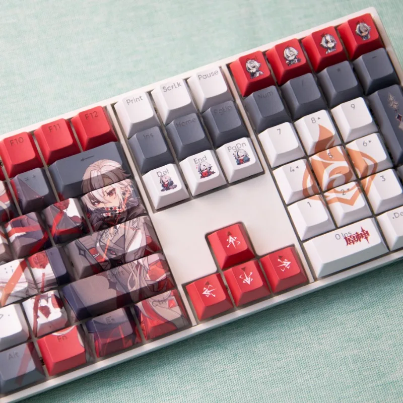 Imagem -05 - Arlecchino-tampas de Teclado para Teclado Mecânico Anime Bonito Jogo Beauty Girl Pbt Cherry Profile Key Caps Acessórios