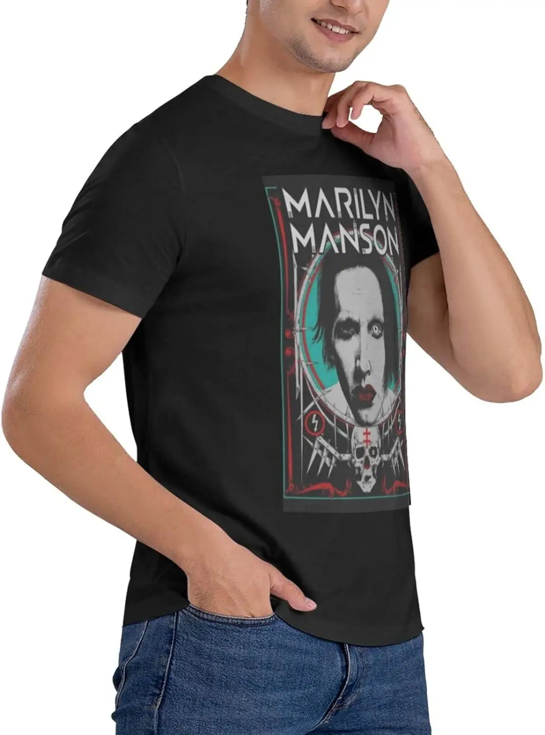 Marilyn Music and Manson Men's Classic Unisex Cotton T-Shirt for Men & Women, Classic Tee Black