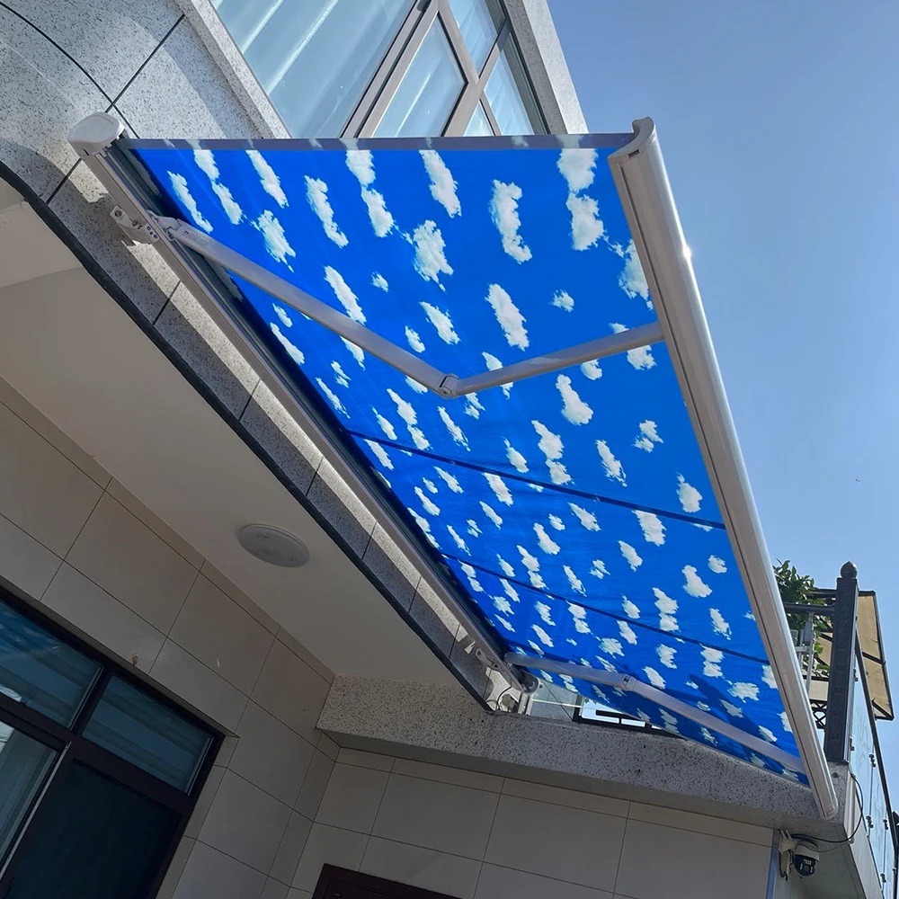 High Performance Alloy Electric Remote Retract Folding Arm Awnings  & Garden Balcony Windproof Shade Canopy