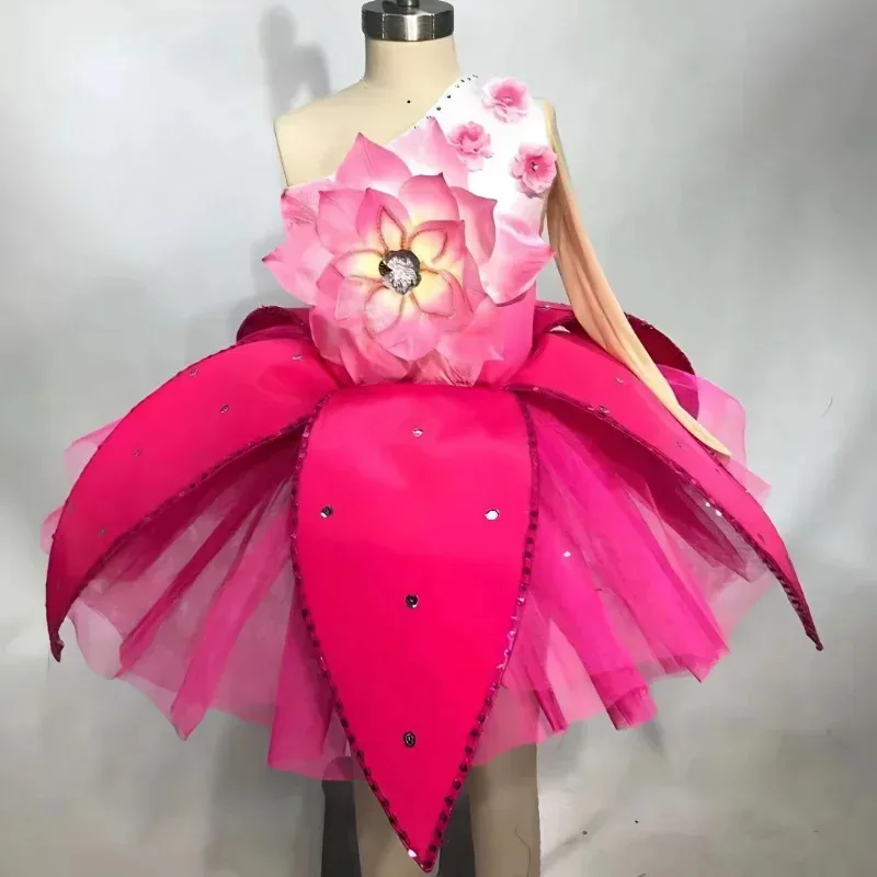 

Children’s Magnolia Fragrance Performance Costume Peach Blossoms Girls’ Lotus Style National Opening Dance Magnolia Blossoms
