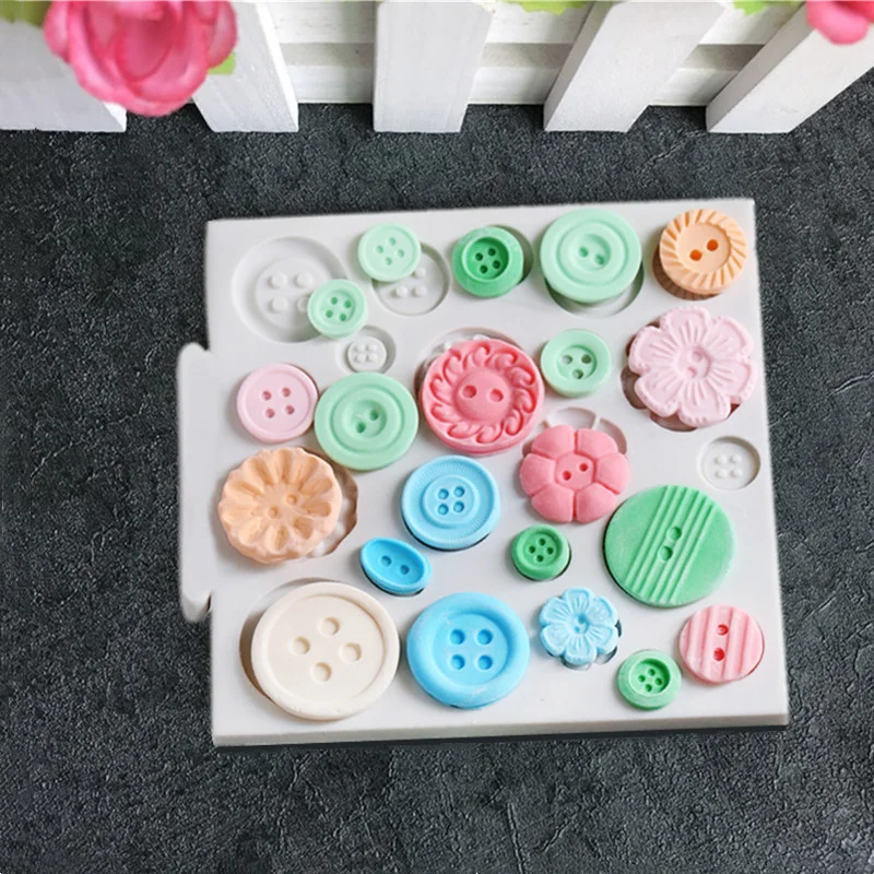 Button Silicone Mold Kitchen DIY Cake Baking Tool Fudge Biscuit Chocolate Decoration Clay Plaster Button Shape Silicone Mold