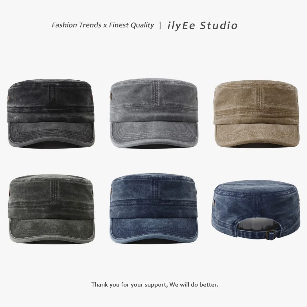 2025 New Retro Vintage Washed Cotton Flat Caps Men Women Hip Hop Tactical Military Cap Unique Design Flat Top Hats For Man