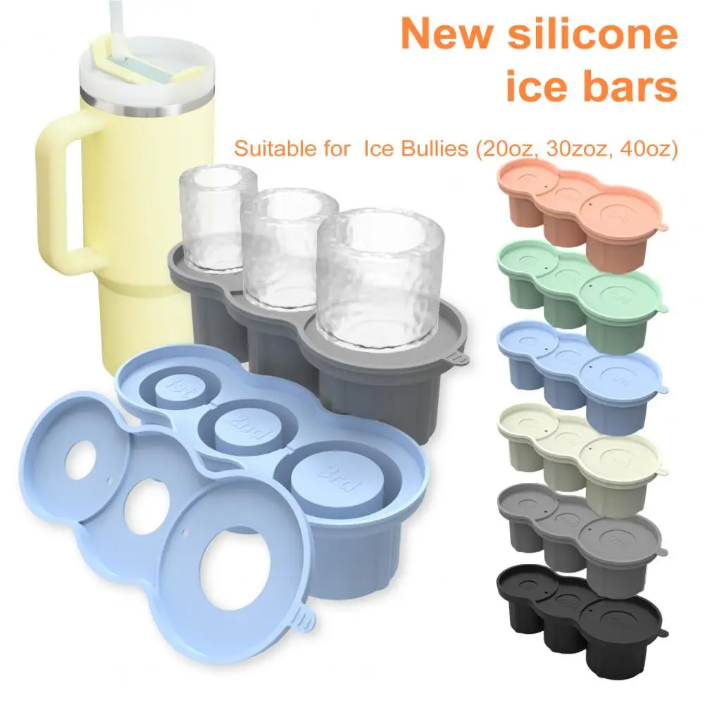 Ice Cup Ice Tray Odorless Ice Cube Maker Silicone Cylinder Cube Tray with Lid for Tumbler Cups Stackable Hollow Mold Easy