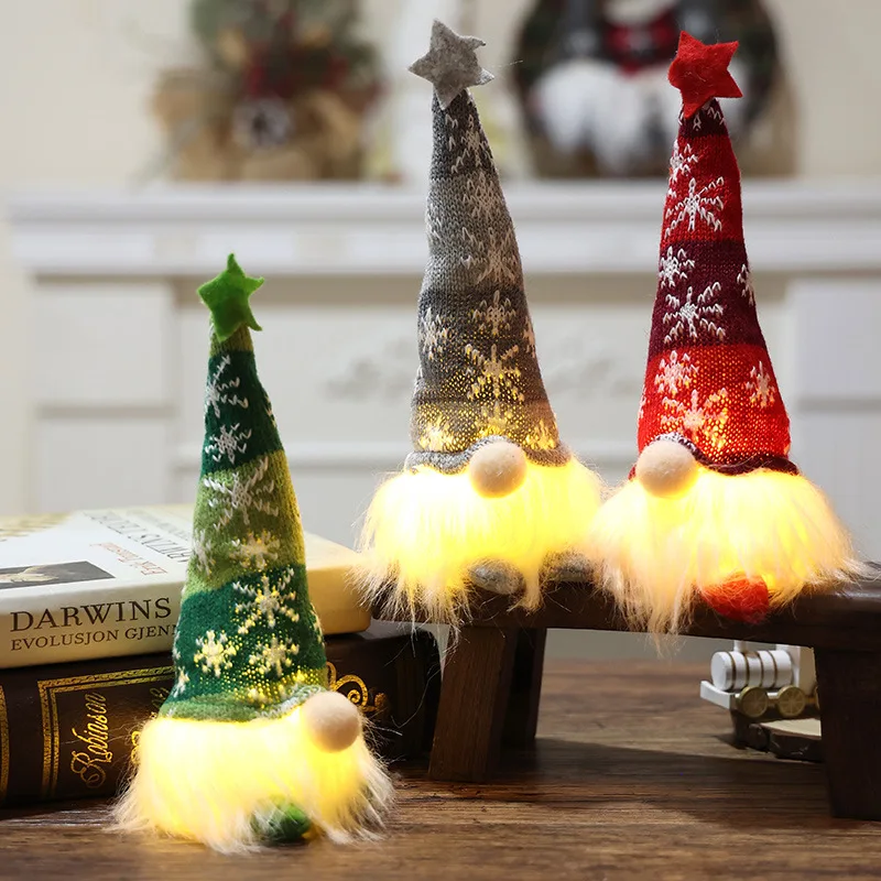 1 قطعة ندفة الثلج قبعة نجمة خماسية تمثال رودولف ، طويل/قصير أرجل مجهولي الهوية رجل عجوز تمثال الزخرفية #4