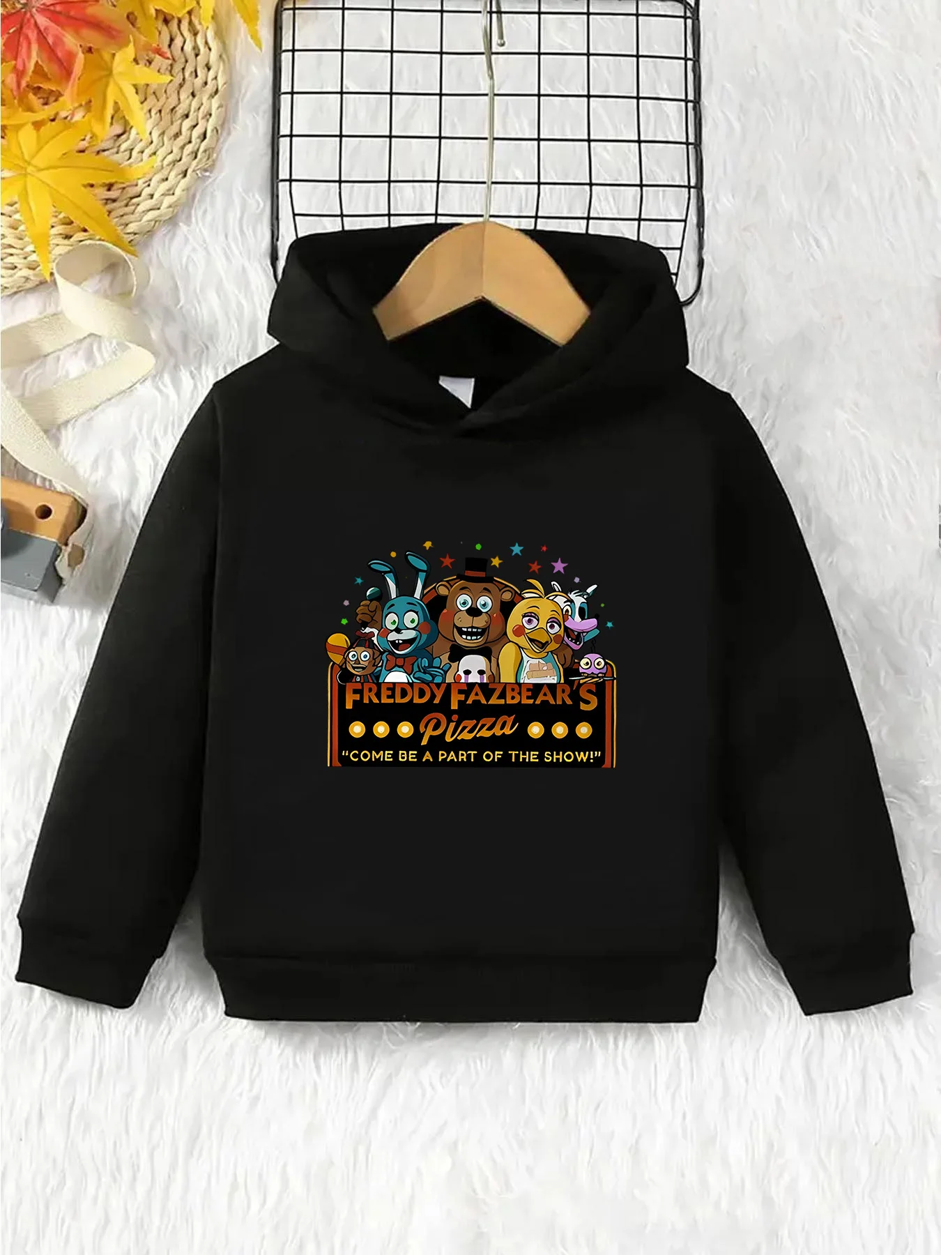 

Five Nights At Freddy's Fazbear's Pizza Print Children's Hooded Sweatshirt Suitable For Daily Casual Wear,Perfect Gift-Giving