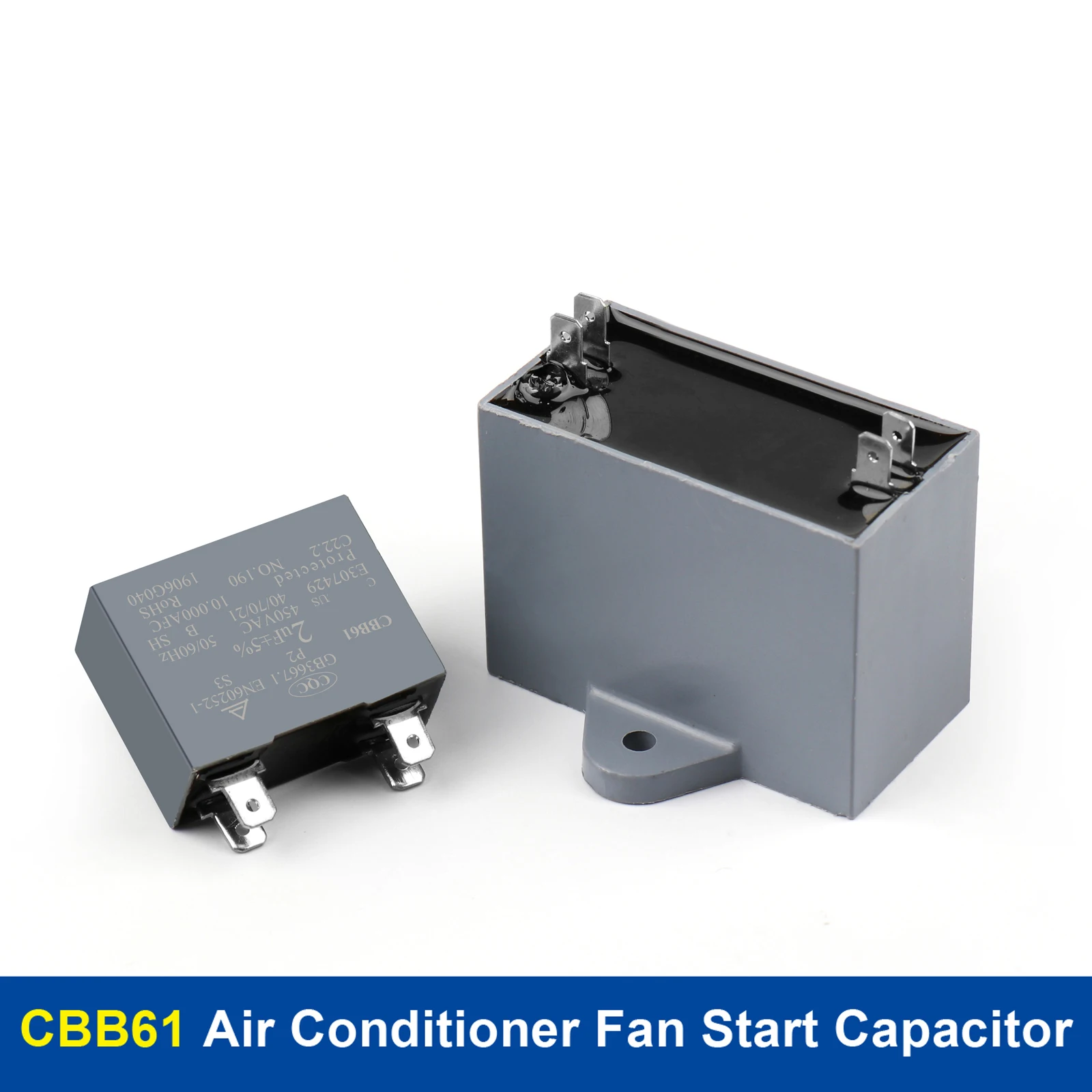 2Pcs CBB61 Air Conditioner Capacitor 450V Fan Motor Run Capacitors 1.2UF 1.5UF 2UF 2.5UF 3UF 3.5UF 4UF 4.5UF 5UF 6UF 6.5UF 8UF