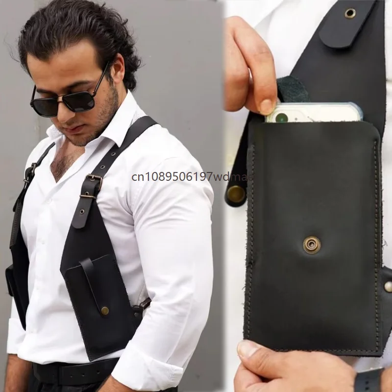 

Unisex Adjustable Shoulder Bag Medieval Retro Steampunk Straps Halloween Party Cosplay Prop Leather Tactical Hunting Wallet
