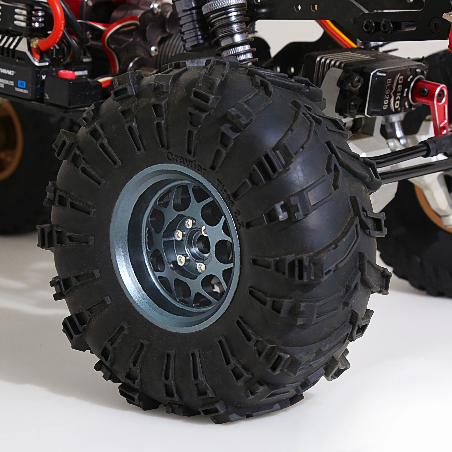 Set di pneumatici per cerchioni Beadlock da 2,2" 4 pezzi 138 mm - Aggiornamento definitivo per auto cingolate RC 1/10 come Axial SCX10, Wraith, Traxxas