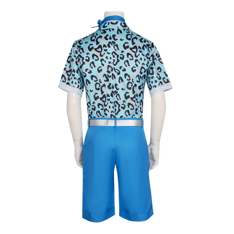 2023 Movie Barbi Costume Outfit 70s 80s Hippie Disco Barbie Ken Colorful Shirts Shorts Belt Set Halloween Cosplay For Men