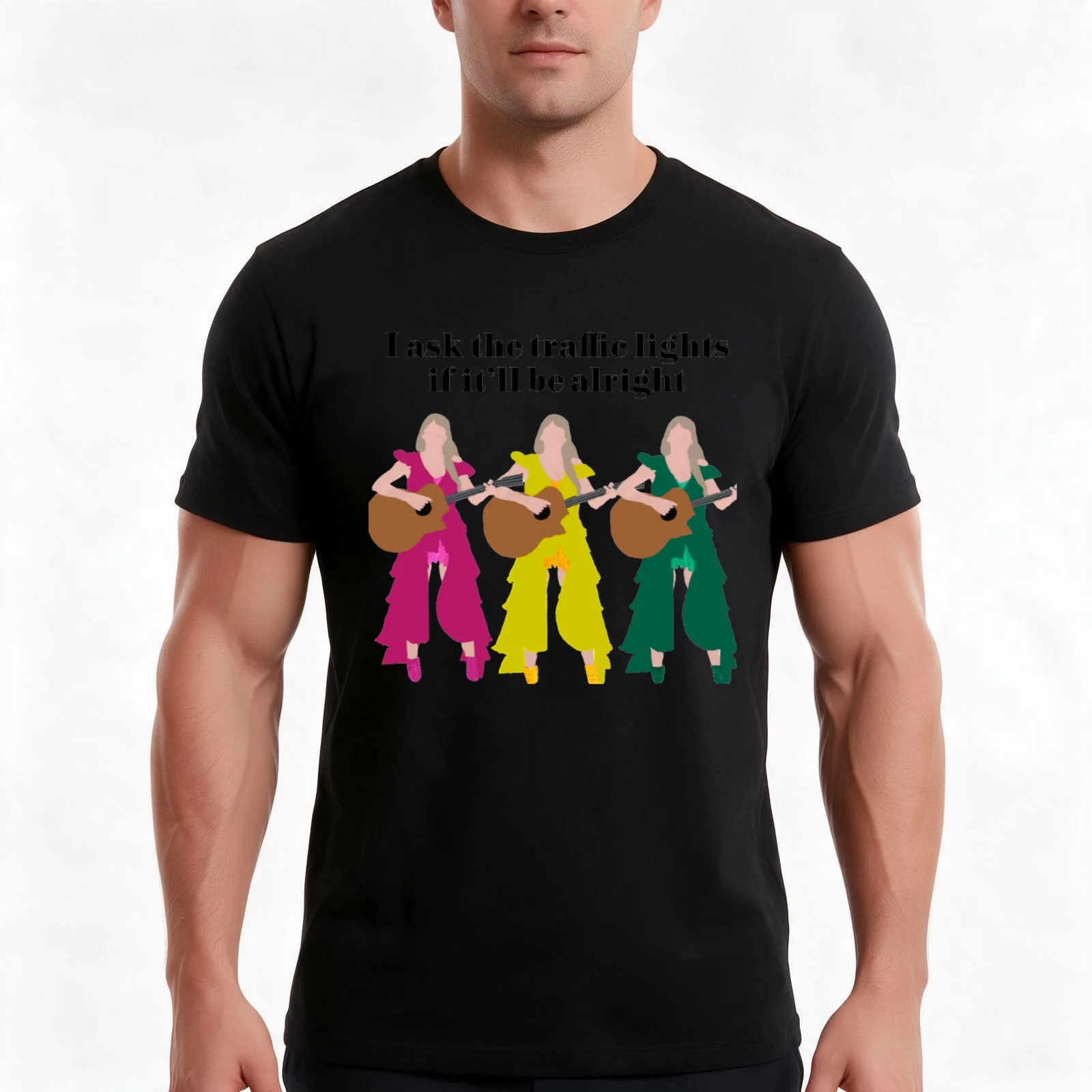 ts traffic lights T-Shirt, Summer Casual Cotton Tee, Oversized Streetwear Tops, Vintage Graphic Print, Loose Fit Short Sleeve