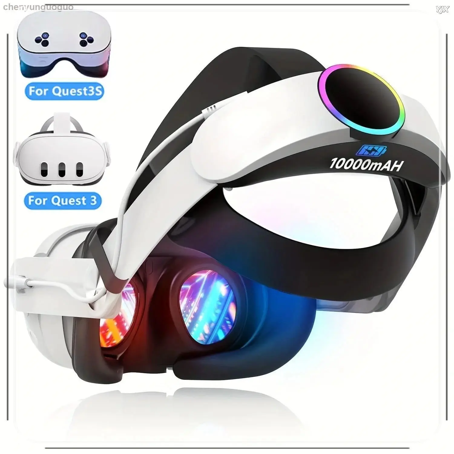 q8l-3-vrアクセサリー-meta-quest3s交換用ヘッドバンド-10000mahバッテリー搭載ヘッドバンド-急速充電18w-ヘッドマウント式