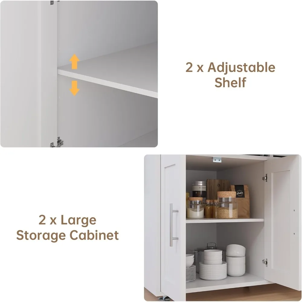 جزيرة مطبخ متنقلة مع 78 طاولة دوارة وسطح قابل للتمديد، عربة غنية للتخزين تتسع لـ 2-4 أشخاص #5