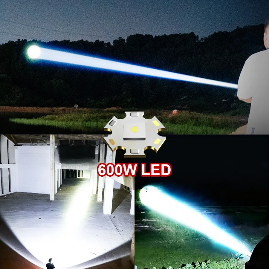 Most Poweful LED Flashlight 3800000LM Strong Light Torch Rechargeable Lamp High Power Long Shot 5km Tactical Flashlights Camping