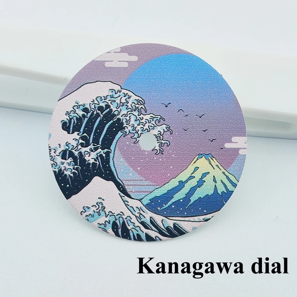 28.5mm  Watch Dial Kanagawa Dial nh35 Dial Color Printing Custom Dial Watch Face Suitable For NH35/36 Movement Watch Parts