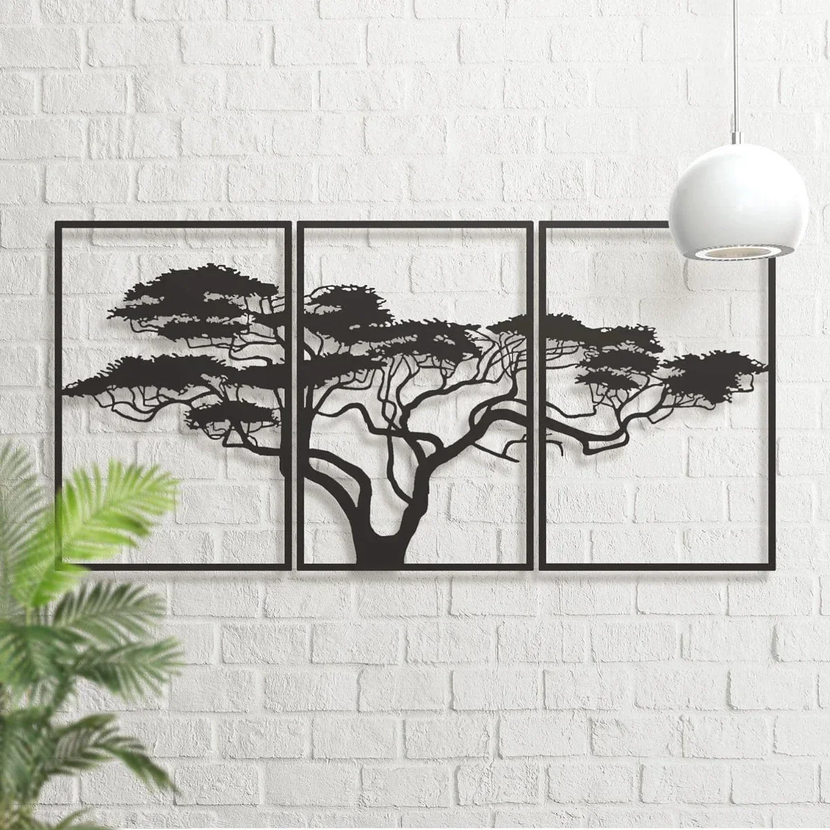 Lot de 3 décorations murales en aluminium noir, motif Arbre de Vie, art mural en aluminium, panneau Arbre, décoration murale suspendue pour la maison, art moderne
