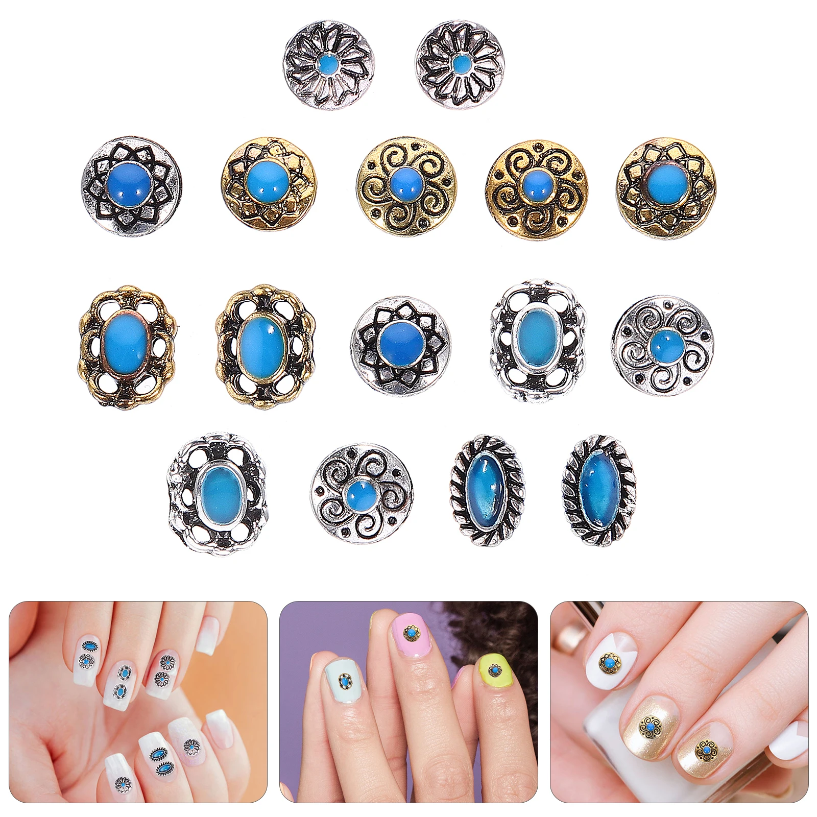 

2 set 2 Sets Retro Nail Accessories Womens Charms for DIY Acrylic Gel Nails Art Decorations Small Jewels Manicure Supplies