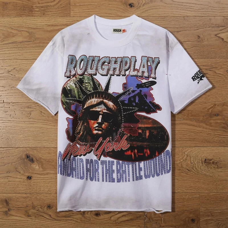 26SS Men's Women's Printed Letter Graphic Rough Play T-Shirt American Style Casual Brand Short Sleeve