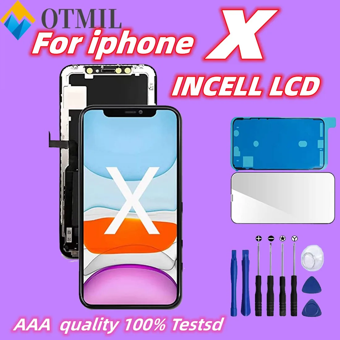 100% OLED For iPhone X Display Screen With 3D Touch Digitizer Assembly No Dead Pixel Replacement For iPhone X Screen for iphone 15 plus r just metal silicone tempered glass life waterproof phone case with holder yellow