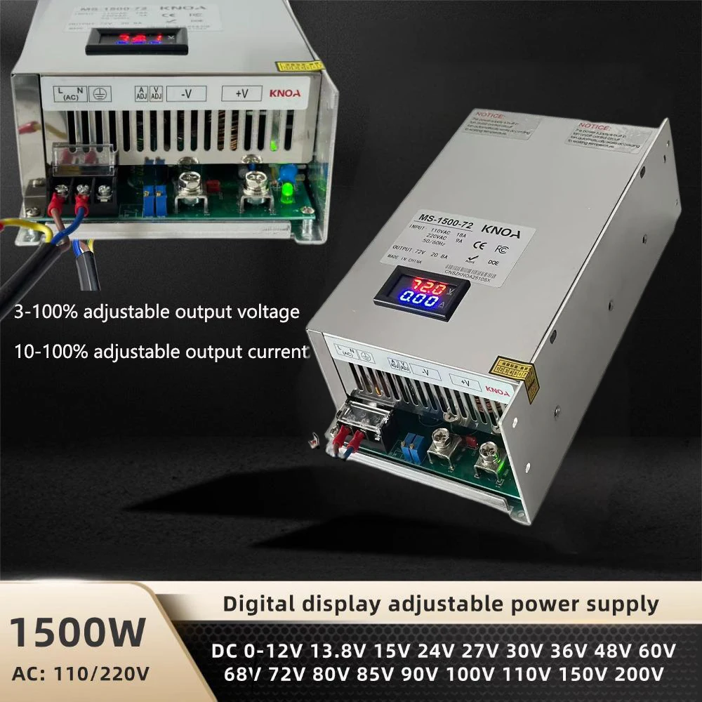

1500W Digital Display power supply AC-DC 12V 13.8V 15V 24V 36V 48V 60V 72V 110V 150V 200V 220V Regulated Adjustable Power Supply