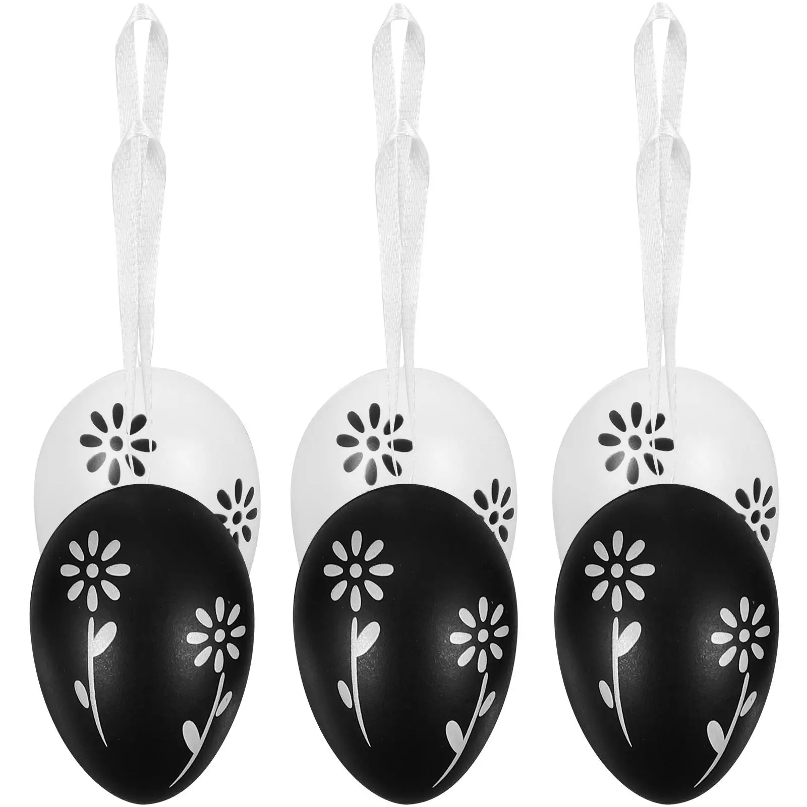

6 Pcs Colorful Plastic Easter Egg Pendant Adorable Hanging Decorations Egg Shaped Ornaments Festive Party Easter Accessory Decor